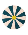 Okrągła mata do zabawy dla dziecka w pasy w kolorze niebieskim i kremowym z żółtym środkiem. Kid’s Concept Mata do zabawy Circus teal niebieski