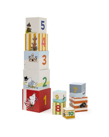 Wieża do układania z kolorowych kostek z motywem Muminków dla dzieci. Kid’s Concept Wieża/piramida do układania z kostek MOOMIN