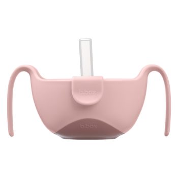 Różowa miseczka 3w1 z uchwytami i silikonową słomką dla dziecka. b.box Miseczka 3w1 Blush