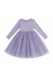 Fioletowa sukienka tiulowa midi z długim rękawem dla dziewczynki. Fig&Pear Sukienka tiulowa Midi Lilac Rose Fioletowa