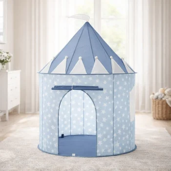 Namiot do zabawy dla dziecka w kolorze niebieskim w białe gwiazdki z daszkiem w kształcie stożka. Kid’s Concept Namiot do zabawy blue STAR