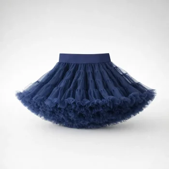 Granatowa spódniczka tiulowa dla dziewczynki z szerokim pasem z elastycznego materiału. Fig&Pear Spódniczka tiulowa Deep Blue