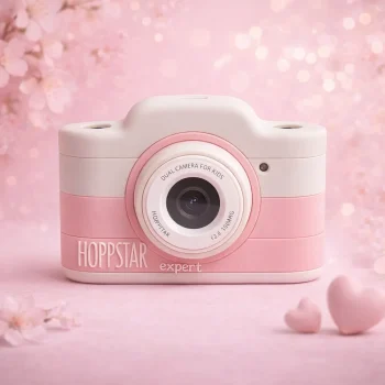 Różowo-biały aparat fotograficzny dla dzieci z podwójnym obiektywem. Hoppstar Aparat fotograficzny dla dzieci Expert Blush