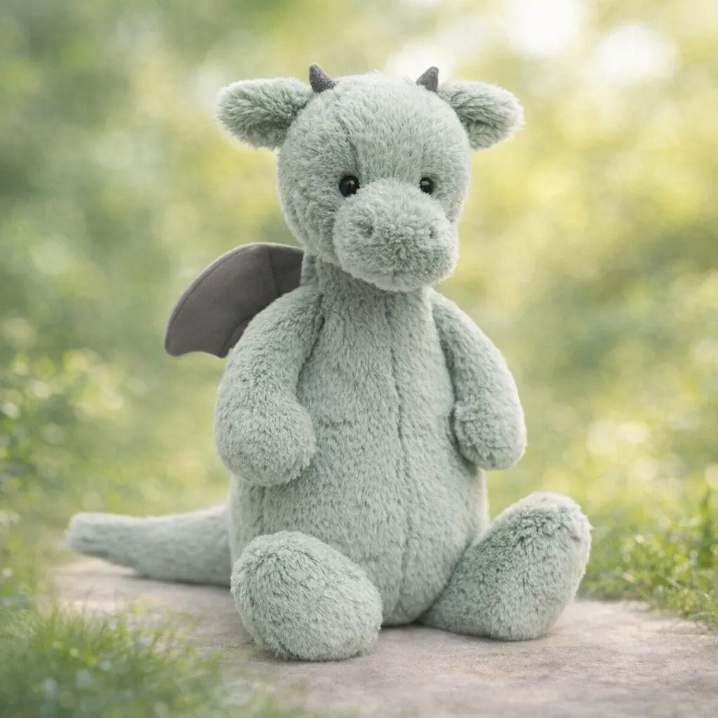 Pluszowy miętowo-szary smok przytulanka 50 cm dla dziecka. Jellycat Smok Miętowo-Szary 50 cm Przytulanka Fantastyczne i Bajkowe