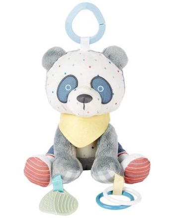 Zawieszka pluszowa panda z żółtą chustką i gryzakiem dla niemowlaka. Skip Hop Zawieszka Aktywna Bandana Buddies Panda