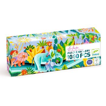 Puzzle tekturowe 1000 elementów z kolorowym motywem zwierząt i roślin dla dzieci. Djeco Puzzle tekturowe FIESTA 1000 elem