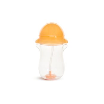 Kubek niekapek z pomarańczową słomką i pokrywką przezroczysty dla dziecka 296 ml. munchkin Kubek niekapek ze słomką pomarańczowy 296ml