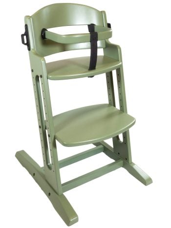 Drewniane zielone krzesełko do karmienia dla dziecka z pasem bezpieczeństwa. Krzesełko do karmienia Baby Dan DANCHAIR – Green