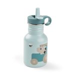 Stalowa butelka dla dziecka z ustnikiem niebieska z motywem misia i pszczółki 350 ml. Done by Deer Butelka Stalowa z Ustnikiem 350ml Tiny Farm Blue 350 ml