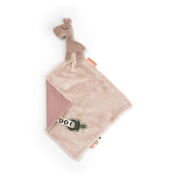 Kocyk przytulanka dla niemowlaka z pluszową żyrafą w kolorze pudrowym. Done by Deer Kocyk Przytulanka dla Niemowlaka Żyrafa Raffi Powder