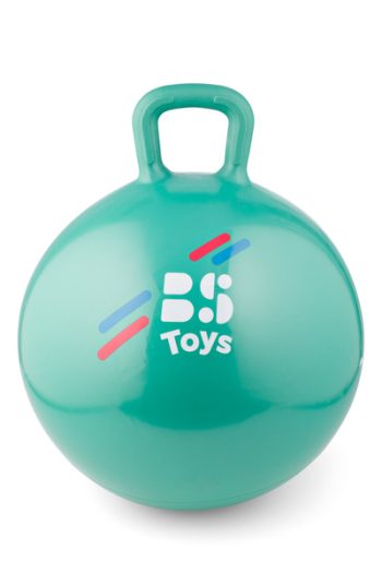 Zielona piłka do skakania z uchwytem dla dziecka. BS Toys sportowa piłka z uchwytem do skakania