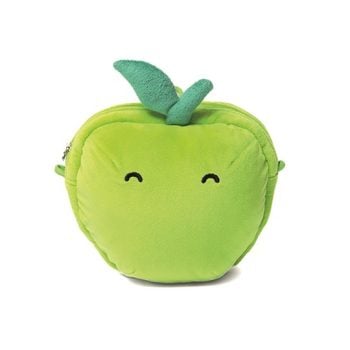 Zielona miękka torebka dziecięca w kształcie jabłka z liściem dla dziecka. Hoppstar Torebka Dziecięca na Aparat Cheeky Fruits Mr. Smithy