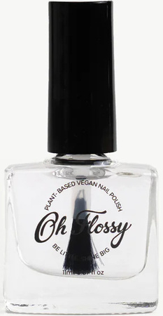 Przezroczysty lakier nawierzchniowy do paznokci dla dzieci 12 ml z pędzelkiem roślinna formuła. Oh Flossy Top coat Loyal lakier nawierzchniowy dla dzieci 12ml roślinna formuła bezpieczny