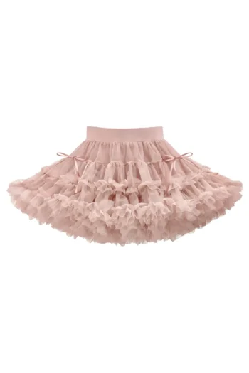 Tiulowa spódniczka tutu w kolorze jasnoróżowym z kokardkami dla dziewczynki. Fig&Pear Spódniczka tutu z kokardkami Misty Rose