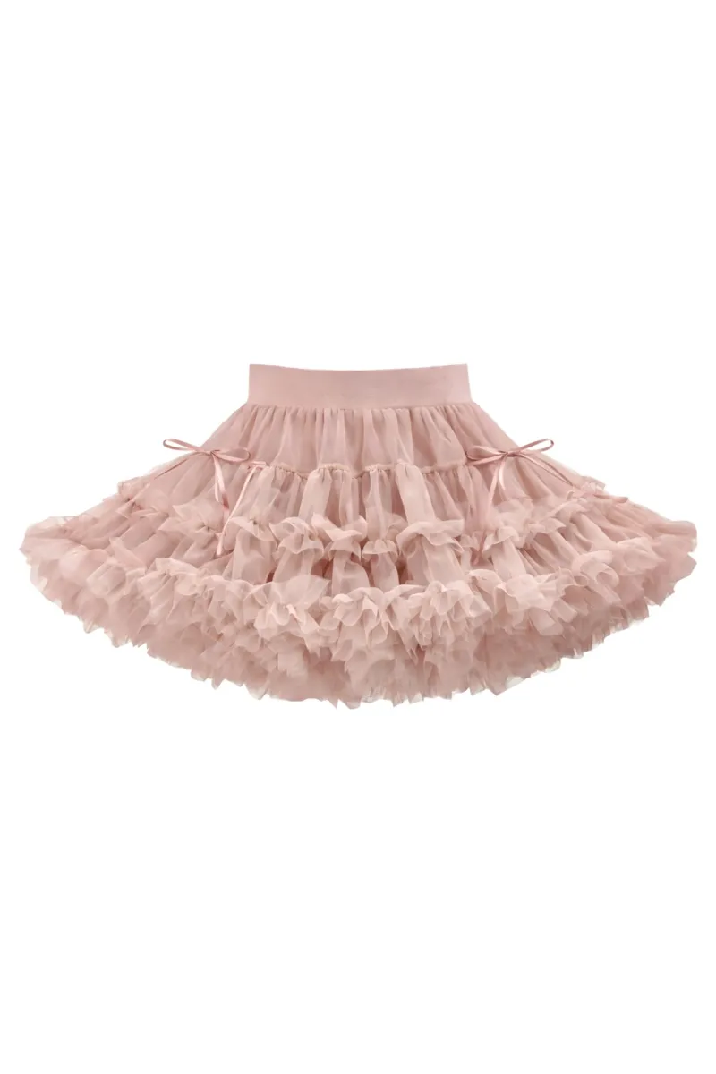 Tiulowa spódniczka tutu w kolorze jasnoróżowym z kokardkami dla dziewczynki. Fig&Pear Spódniczka tutu z kokardkami Misty Rose