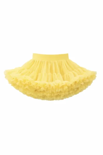Żółta spódniczka tutu tiulowa dla dziewczynki z falbanami. Fig&Pear Spódniczka tutu żółta