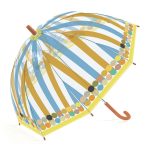 Przezroczysty parasol przeciwdeszczowy z kolorowymi paskami i kropkami dla dziecka. Djeco Parasol przeciwdeszczowy Kolorowe Paski
