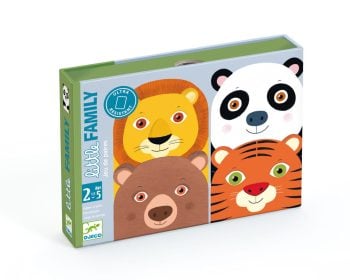 Gra karciana dla dzieci z ilustracjami zwierząt lew panda niedźwiedź tygrys dla maluchów. Djeco Gra Karciana Dla Maluchów Little Family