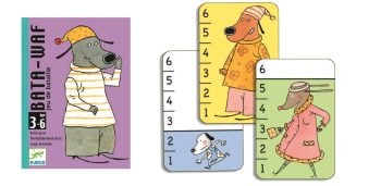 Gra karciana z ilustracjami psów dla dzieci w wieku 3-6 lat. Djeco Gra Karciana BATA-WAF