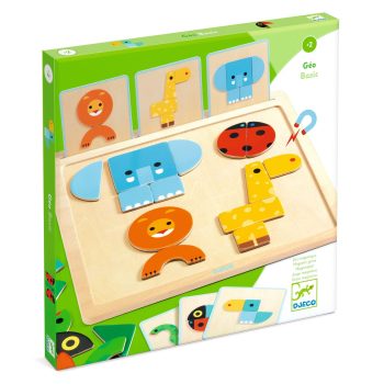 Drewniana magnetyczna układanka z kolorowymi zwierzętami dla dzieci. Djeco Drewniana Układanka Magnetyczna GEO BASIC
