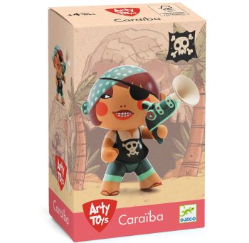 Kolorowa figurka pirata z opaską na oko i pistoletem dla dziecka. Djeco Figurka Pirata CARAIBA