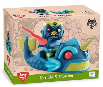 Figurki pirata i potwora niebieskie z czerwonym mieczem dla dzieci. Djeco Figurka Pirata TERRIBLE & MONSTER