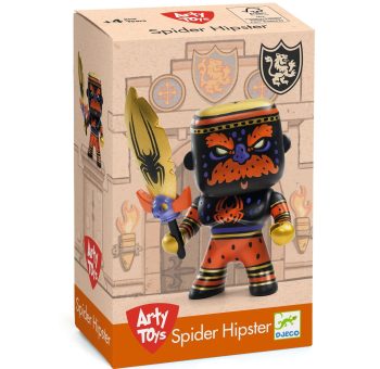 Figurki czarna figurka hipster z pomarańczowymi i niebieskimi detalami z mieczem dla dzieci. Djeco Figurka Arty Toys Hipster