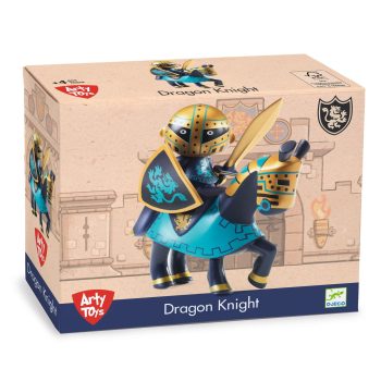 Figurka rycerza na koniu w niebiesko-żółtym kolorze dla dzieci. Djeco Figurka DRAGON KNIGHT