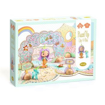 Puzzle tekturowe 3d z postacią dziewczynki i jednorożcem dla dzieci. Djeco Puzzle tekturowe LILY TINYLY