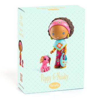 Figurki dziewczynka z różową opaską i piesek różowy dla dziecka. Djeco Figurki POPPY & NOUKY