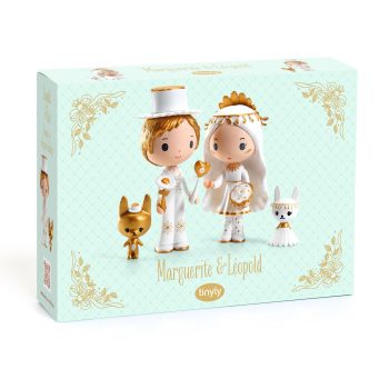 Figurki pary młodej i dwóch zwierzątek z tworzywa dla dzieci. Djeco Figurki MARGUERITE & LEOPOLD