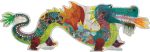 Puzzle kartonowe smok kolorowy 58 elementów dla dzieci powyżej 5 lat. Djeco Puzzle Kartonowe Smok LEON 1,38m 58 Elem. +5 lat