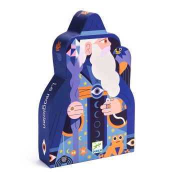 Puzzle tekturowe 36 elementów z ilustracją czarodzieja dla dzieci powyżej 4 lat. Djeco Puzzle Tekturowe MAGIK 36 El. +4 lat