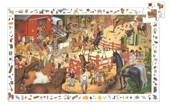 Puzzle 200 elementów z ilustracją jazdy konnej i końmi dla dzieci powyżej 6 lat. Djeco Puzzle JAZDA KONNA 200 El. +6 lat