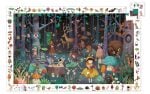 Puzzle 100 elementów z ilustracją lasu z postaciami zwierząt i dzieci dla dzieci. Djeco Puzzle FOREST 100 el