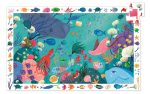Puzzle 54 elementów z motywem podwodnego oceanu z rybami i roślinami morskimi dla dzieci powyżej 4 lat. Djeco Puzzle Obserwacja OCEAN 54el. +4 lat