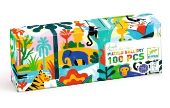 Puzzle tekturowe 100 elementów z motywem dżungli dla dzieci powyżej 5 lat. Djeco Puzzle Tekturowe DŻUNGLA 100 Elem. 5+