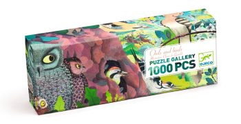 Puzzle tradycyjne 1000 elementów obraz sowy i ptaki dla dzieci powyżej 8 lat. Djeco Puzzle Tektur. SOWY I PTAKI 1000 Elem. +8 lat