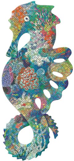 Puzzle tradycyjne w kształcie konika morskiego z kolorowym artystycznym wzorem 350 elementów. Djeco Puzzle artystyczne konik morski 350 elem