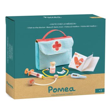 Zestaw akcesoriów lekarza dla dzieci walizka stetoskop strzykawka termometr dla dziecka. Djeco Walizka z akces. lekarza KOLEKCJA POMEA