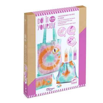 Zestaw do farbowania metodą tie-dye torba i worek dla dzieci 8-99 lat. Djeco Zrób to sam FARBOWANIE METODĄ TIE-DYE
