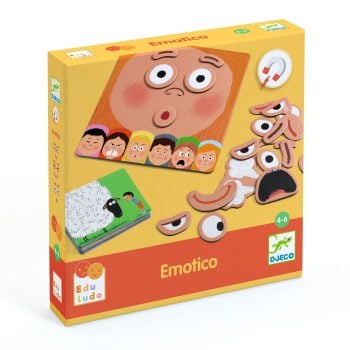 Gra edukacyjna z elementami twarzy do układania emocji dla dzieci powyżej 4 lat. Djeco Gra Edukacyjna EMOTICO 4+