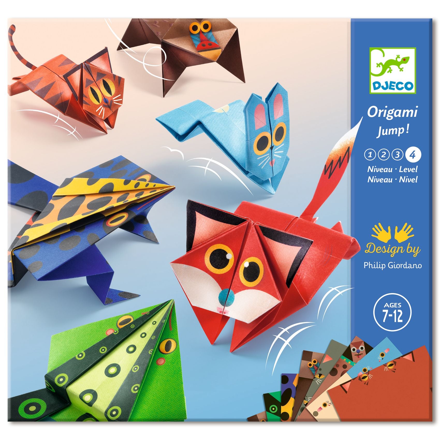 Kolorowe papierowe origami zwierzątka do składania dla dzieci 7 12 lat. Djeco Origami SKACZĄCE ZWIERZĄTKA