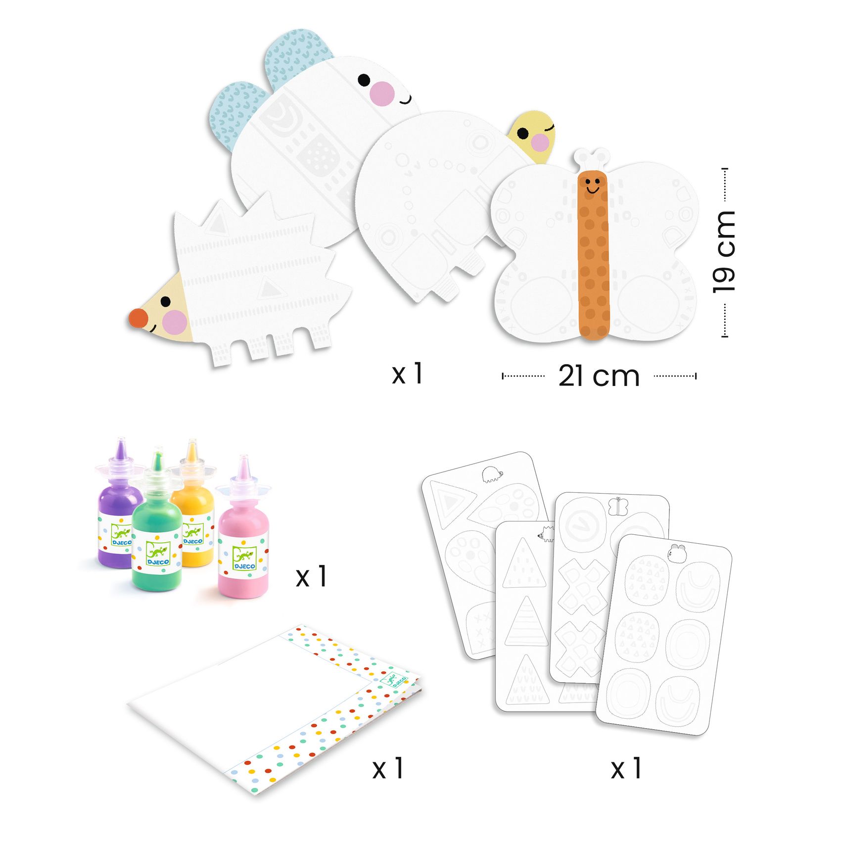 Zestaw do tworzenia zwierzątek 3D z papieru z farbami i naklejkami dla dzieci. Djeco Zestaw artystyczny ZWIERZĄTKA 3D
