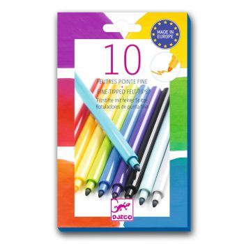 Zestaw 10 cienkopisów w różnych kolorach tęczy dla dzieci. Djeco Mazaki 10 kolorów RAINBOW