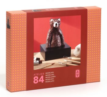Zestaw do modelowania figurki niedźwiedzia z narzędziami do rzeźbienia dla dzieci. Djeco AGA Atelier 84 modelowanie