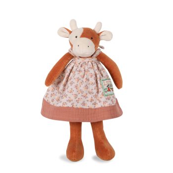 Pluszowa maskotka krówka w sukience w kwiaty dla dziecka 34 cm. Moulin Roty Maskotka krówka Charlotte 34cm