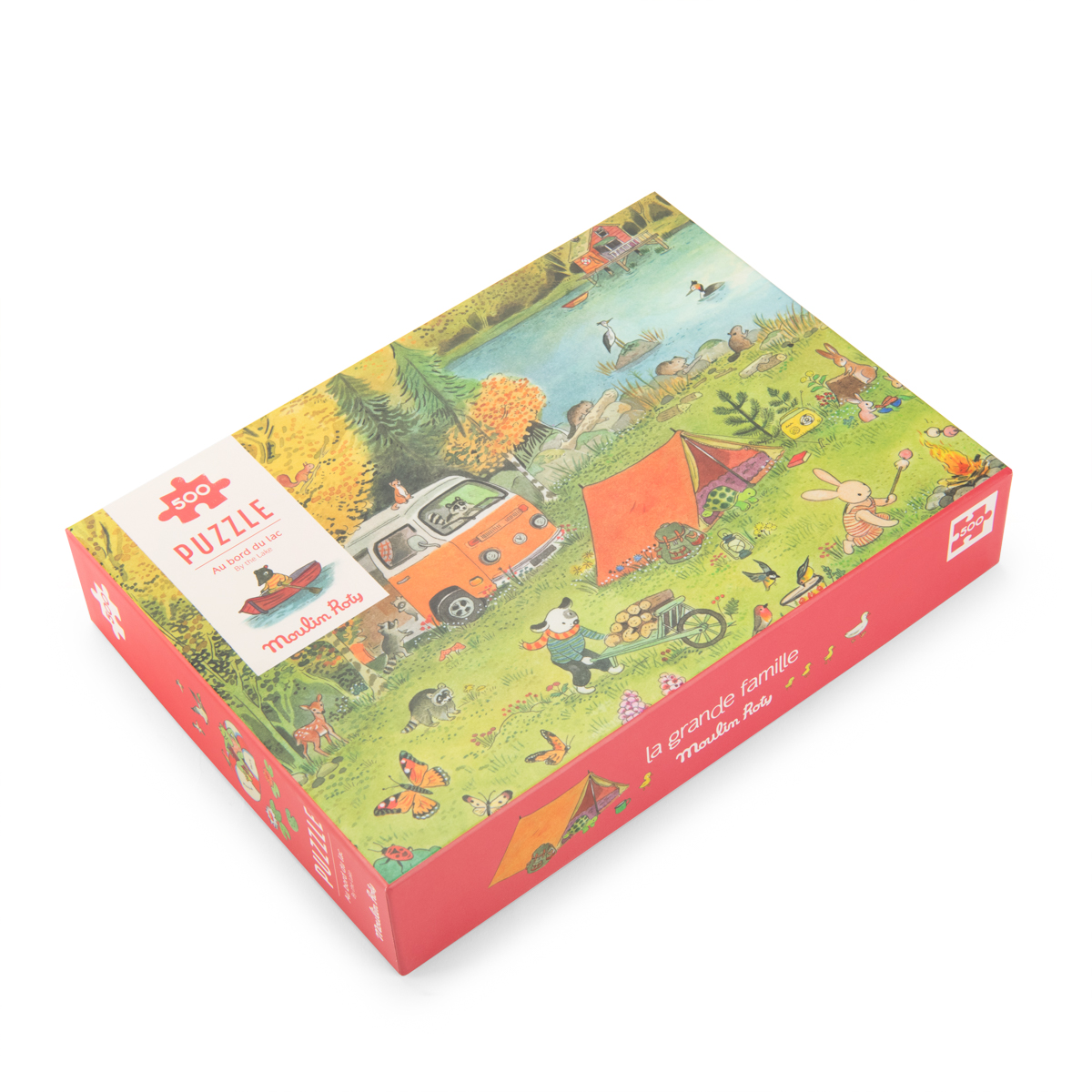 Puzzle kartonowe 500 elementów z ilustracją rodziny na pikniku na łonie natury dla dzieci. Moulin Roty Puzzle kartonowe La Grande Famille500 elem