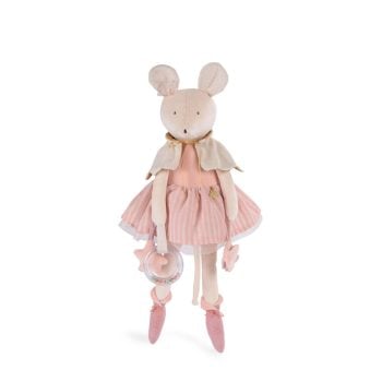 Pluszowa myszka w różowej sukience z tiulem dla dziecka. Moulin Roty Maskotka aktywiz. myszka MAŁA SZKOŁA TAŃCA