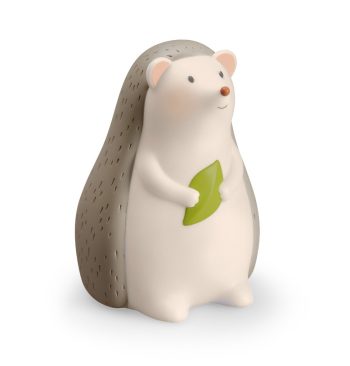 Lampka nocna w kształcie jeżyka trzymającego zielony listek dla dzieci. Moulin Roty Lampka nocna jeżyk TRZY MAŁE KRÓLICZKI